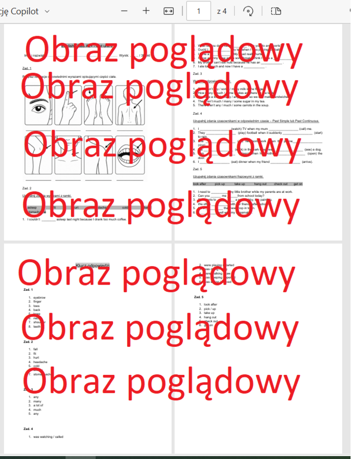 English Class A2+ unit 6 test (sprawdzian/praca klasowa)
