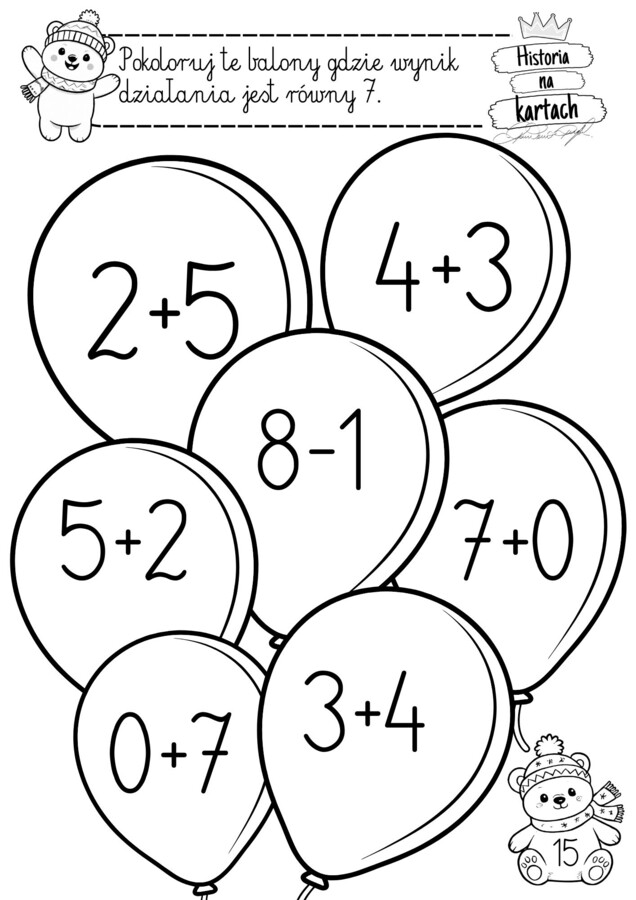 Zimowe odliczanie z zadaniami - klasa 1 szkoła podstawowa