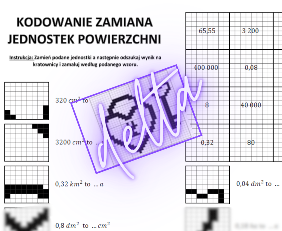 Kodowanie, zamiana jednostek powierzchni, klasa 6,7,8