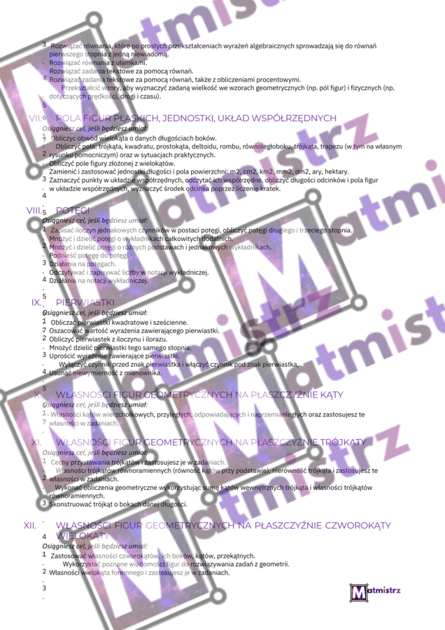 Na co będę zwracał uwagę - dla klasy 7, wymagania edukacyjne z matematyki, w języku ucznia na cały rok szkolny.