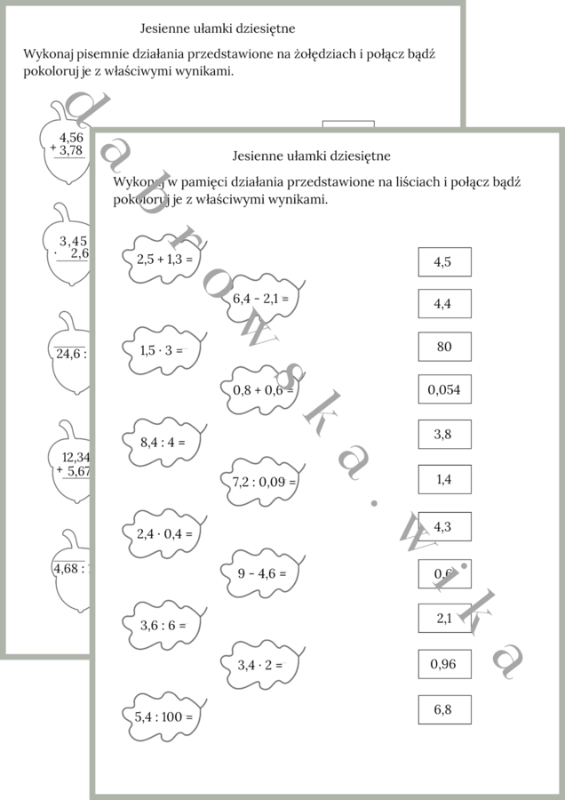 Jesienne ułamki dziesiętne