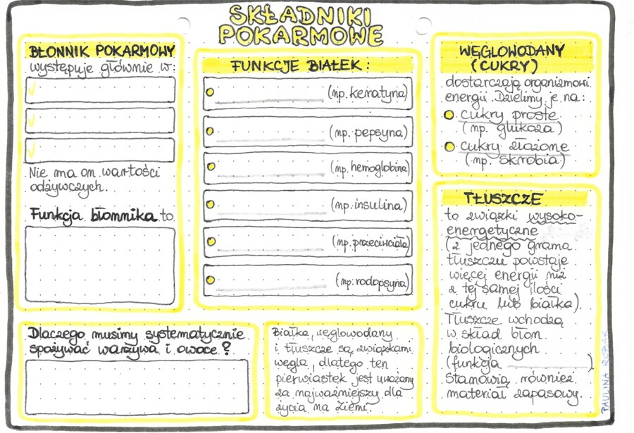 Składniki pokarmowe - kolor - klasa 7