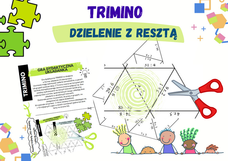 Dzielenie z resztą – układanka trimino w dwóch wersjach