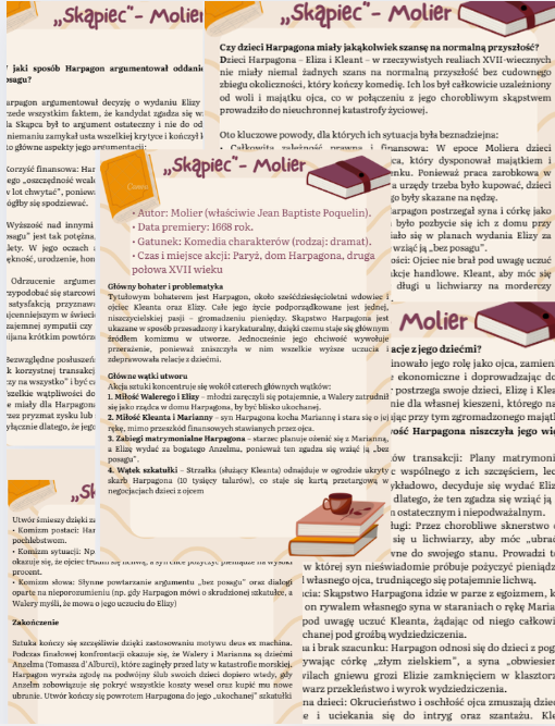 Notatka Skąpiec- Molier
