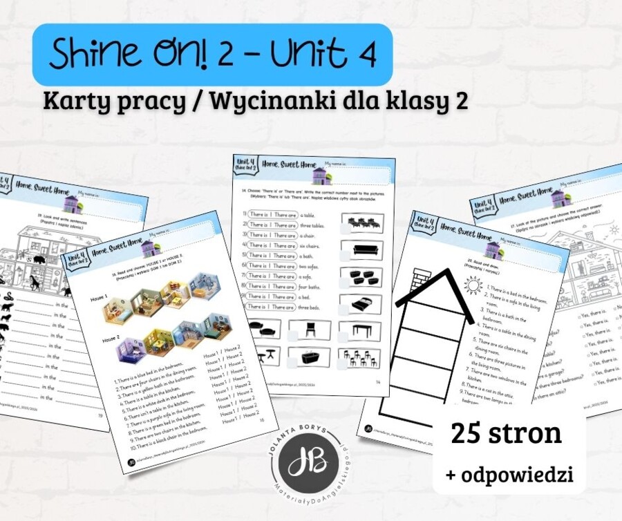 Materiały do Shine On! 2 Unit 4 – Home, Sweet Home! – karty pracy – wklejki/wycinanki