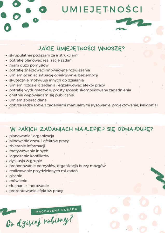 Karty pracy: Talenty moich uczniów