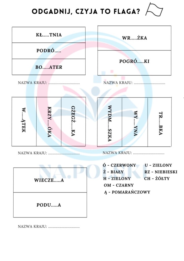 Odgadnij, czyja to flaga? - ćwiczenie ortograficzne