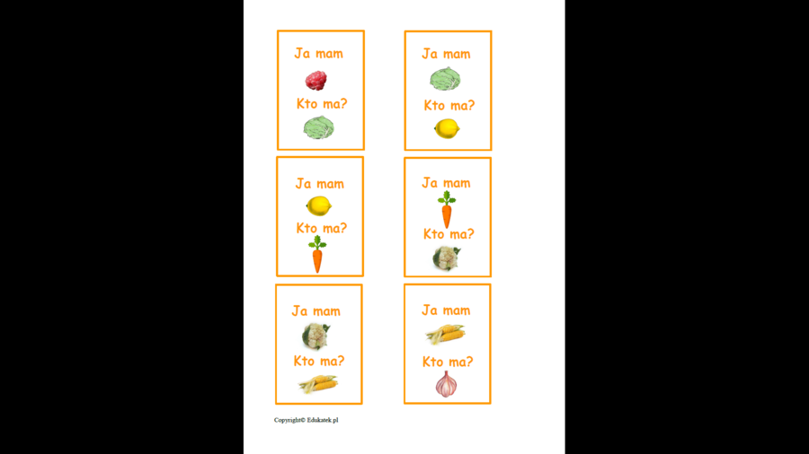 Warzywa i owoce - gra typu dobble oraz Kto ma, ja mam