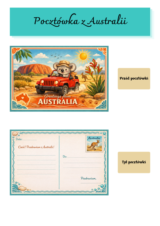 Poznajemy Australię. Pocztówka z Australii. Liczymy kangury. [KLASY 1-3]