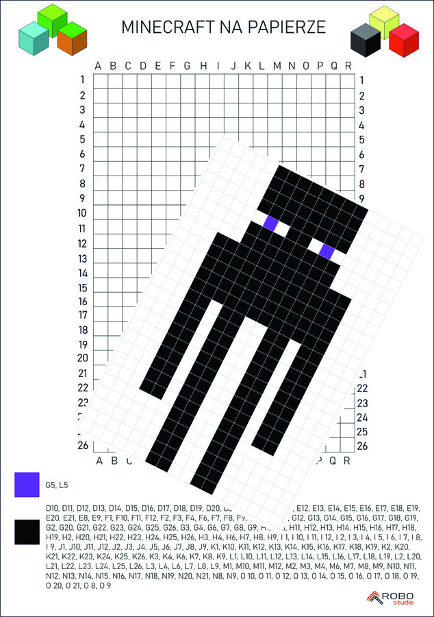 Kodowanka- minecraft, dyktando graficzne, klasy 1-3