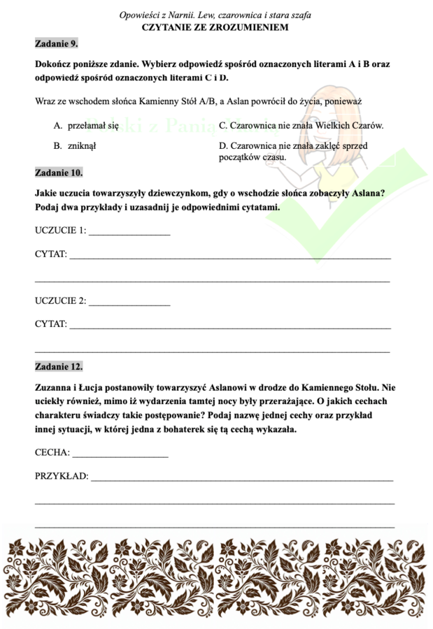 Opowieści z Narnii - czytanie ze zrozumieniem