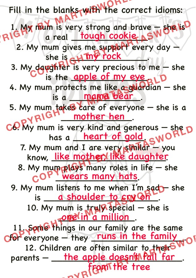 🌸 Mother’s Day Idioms – kreatywny materiał językowy dla starszych uczniów 🌸