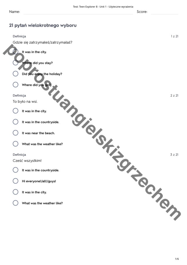 Teen Explorer 8 - Unit 1 - testy