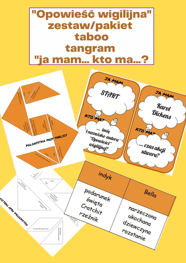 "Opowieść wigilijna" zestaw - taboo, "Ja mam..." i tangram