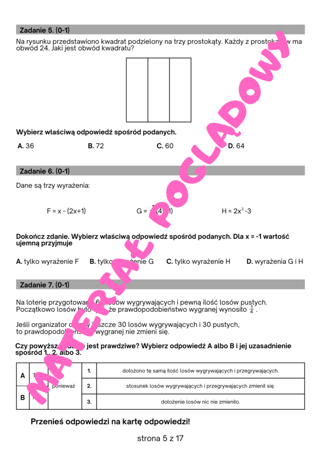 Próbny egzamin ósmoklasisty 2024/2025 matematyka