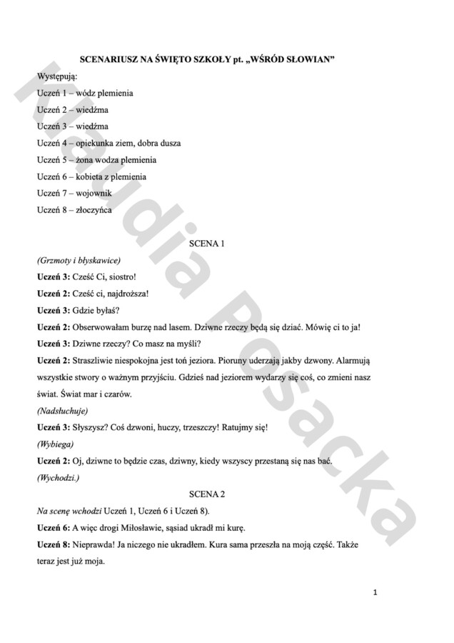 Scenariusz przedstawienia na święto szkoły pt. "Wśród Słowian"