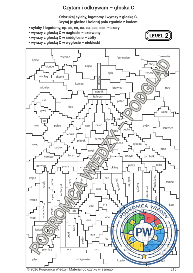 Czytam i odkrywam - głoska C - logopedia
