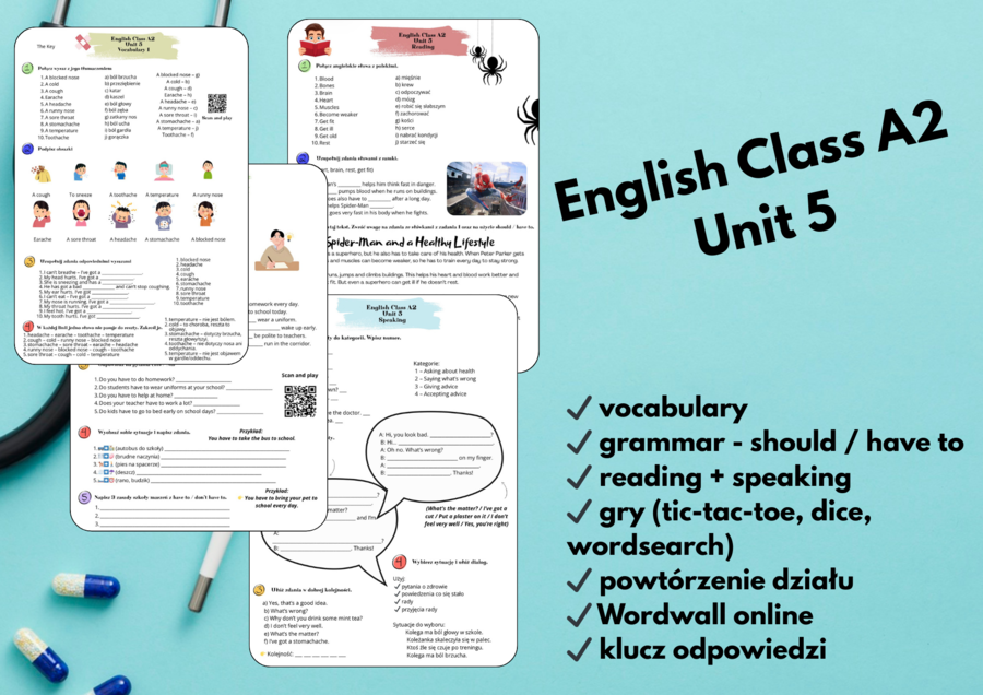 📘 English Class A2 Unit 5: HEALTH dodatkowe ćwiczenia