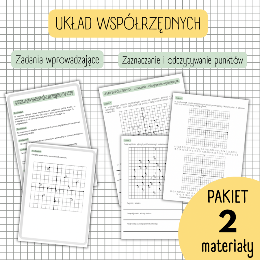 PAKIET - układ współrzędnych - 2 MATERIAŁY