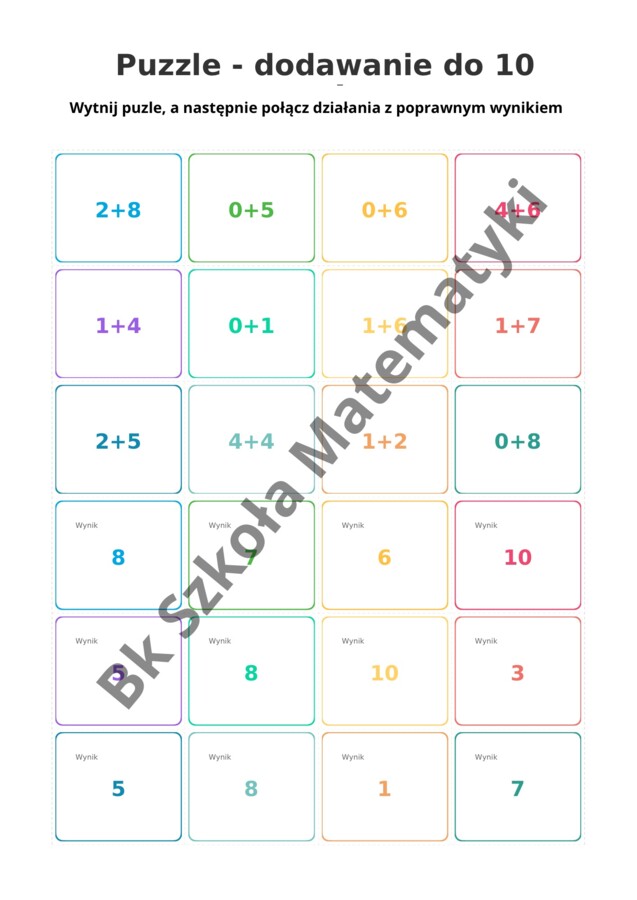 Puzzle - działania w zakresie 20