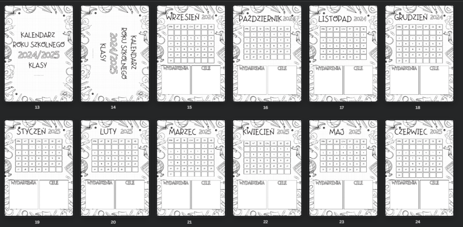 Klasowy kalendarz roku szkolnego 2024/2025