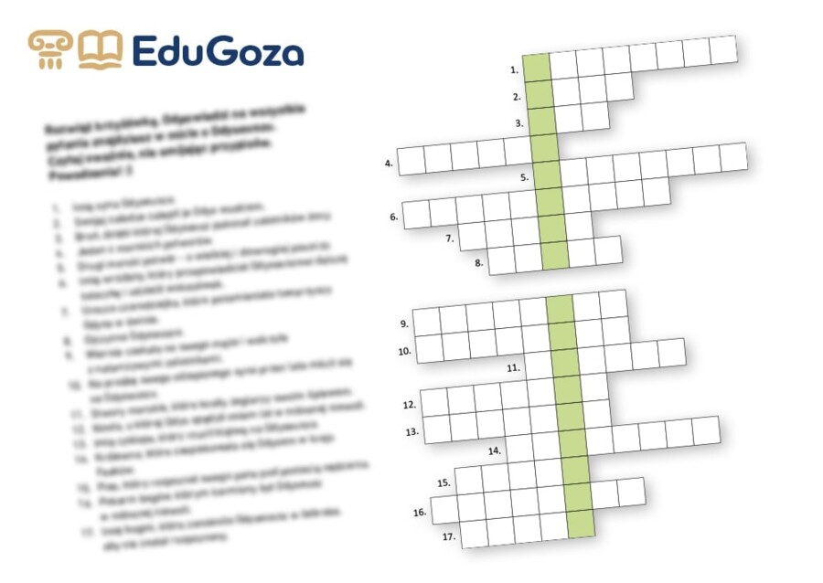 Krzyżówka – karta pracy TUŁACZKA ODYSEUSZA – ODYSEUSZ – mitologia – mity greckie