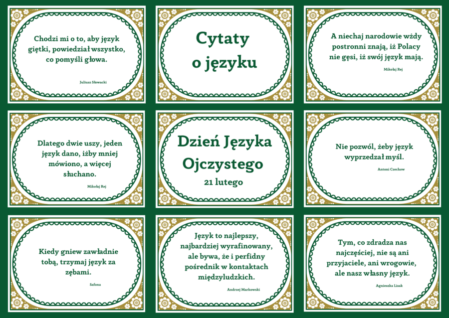 DZIEŃ JĘZYKA OJCZYSTEGO – cytaty – GAZETKA – 21 str. – fiszki – biblioteka - wersja 1