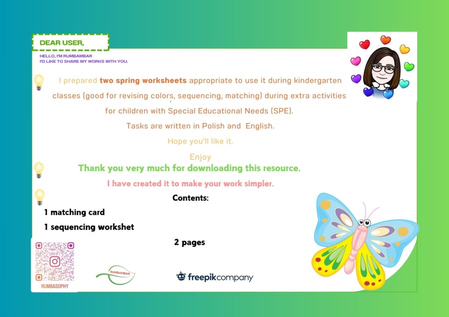 Wiosna, Dzień kobiet: Zajęcia Rewalidacyjne/ angielski przedszkole: dobieranie kolorów, szeregowanie dobre dla SPE