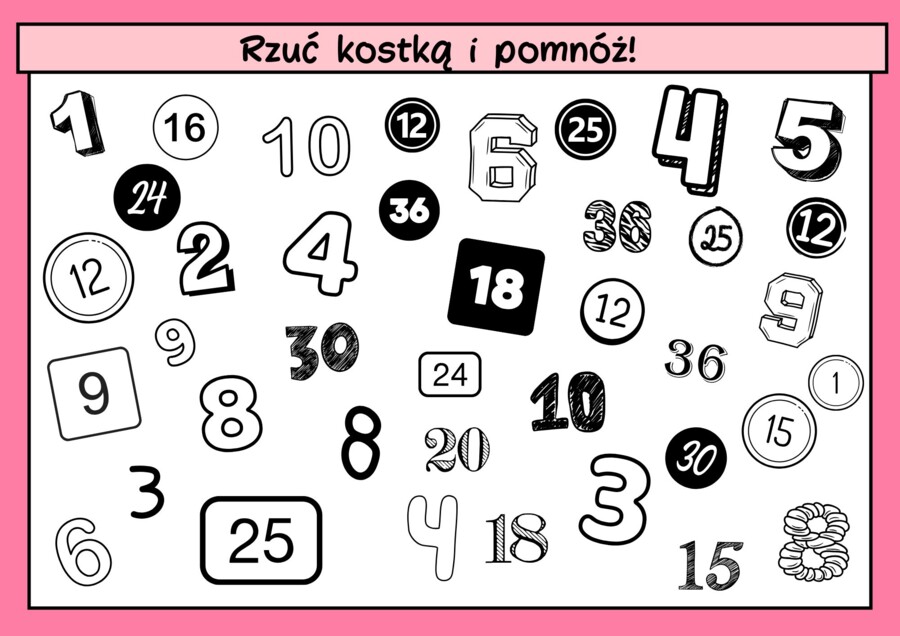 Rzuć, pomnóż i zaznacz! – gra matematyczna z mnożeniem