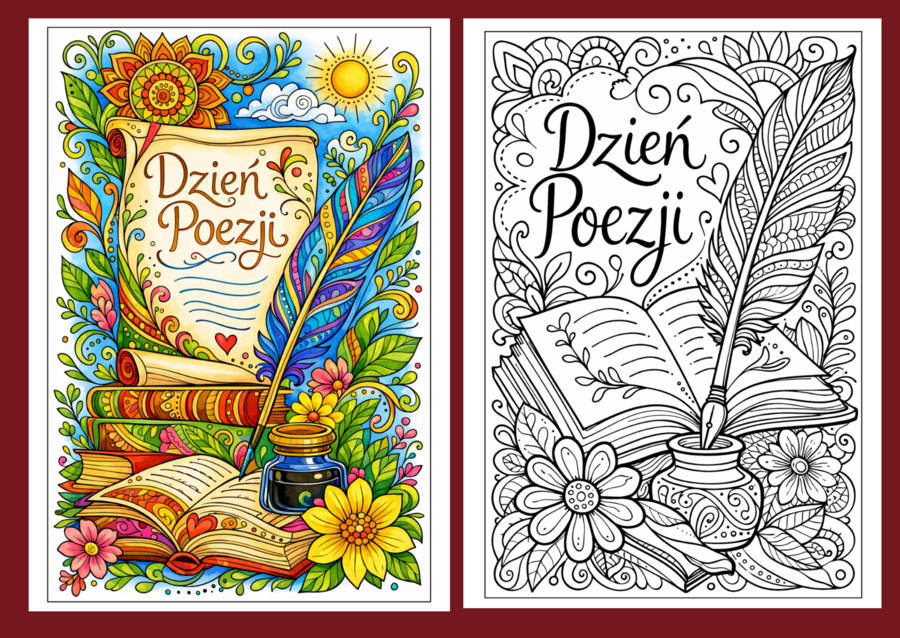DZIEŃ POEZJI - kolorowanki - 17 szt.