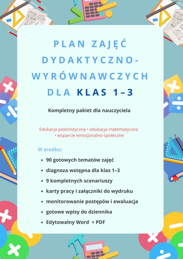 Plan zajęć dydaktyczno-wyrównawczych dla klas 1–3