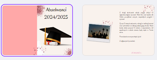 Kartka dla absolwentów - zakończenie/koniec roku szkolnego