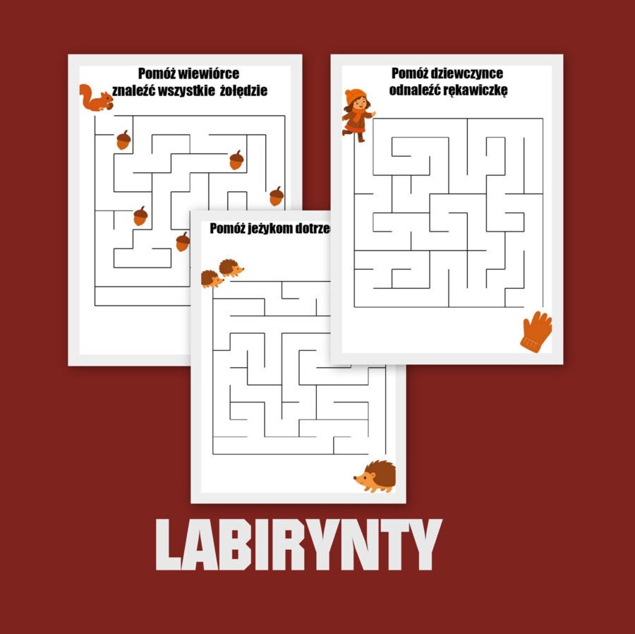 Jesienne karty pracy - przedszkole 21 x pdf i jpg