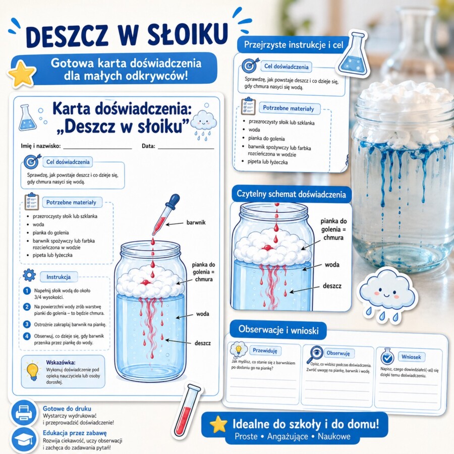Karta doświadczenia. Deszcz w słoiku