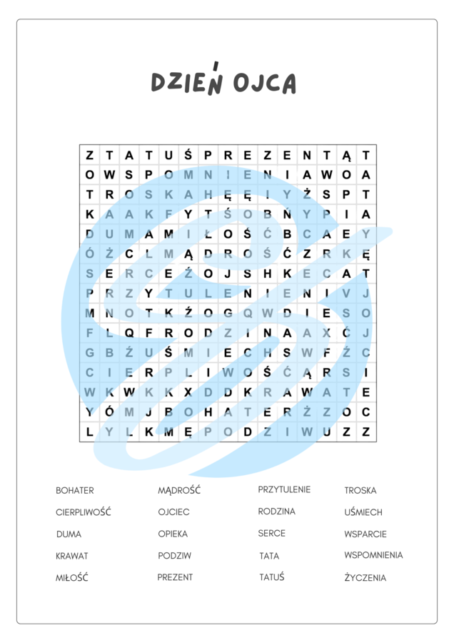 Wykreślanka z okazji Dnia Ojca – ćwiczenie percepcji wzrokowej i zabawa w jednym!