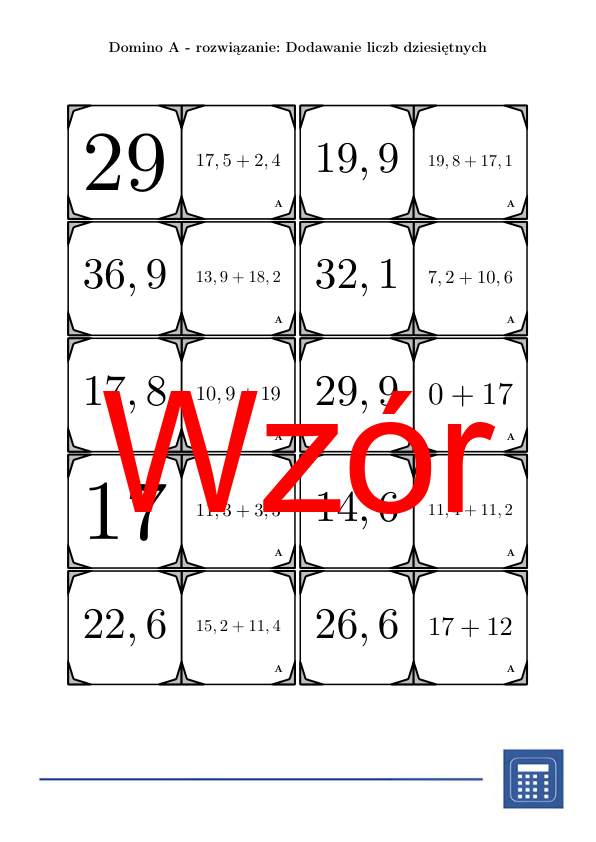Domino - Dodawanie liczb dziesiętnych | matematyka