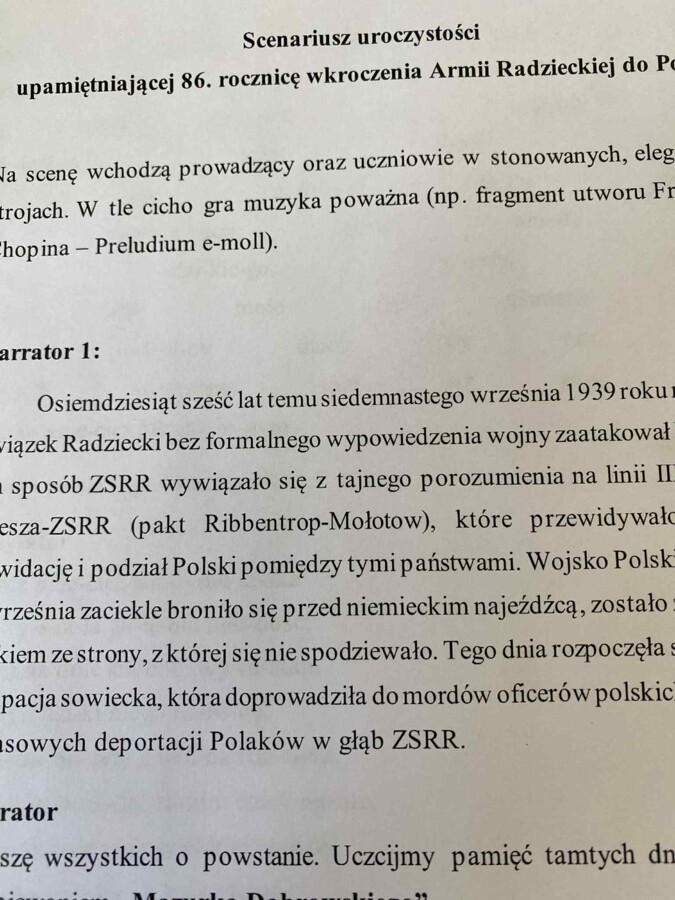Scenariusz montażu słowno-muzycznego/akademia/apel 17 września