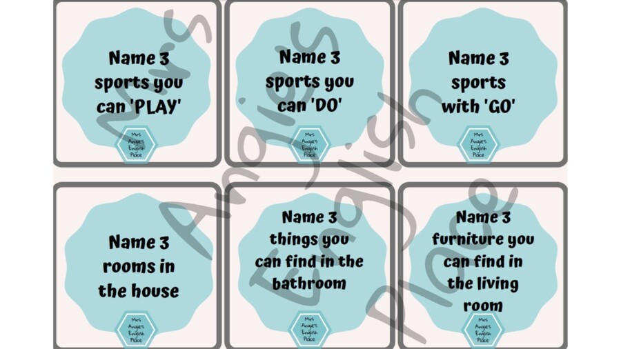 Name 3 / 5 seconds game - A1/A2 - printable