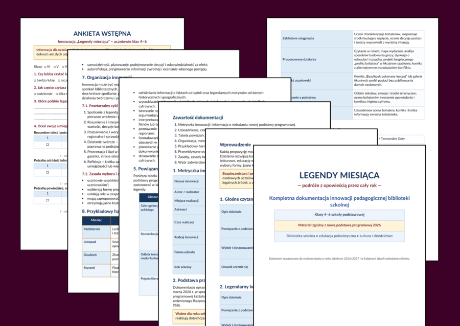 📘 LEGENDY MIESIĄCA - podróże z opowieścią przez cały rok – kompletna innowacja pedagogiczna dla klas 4-6