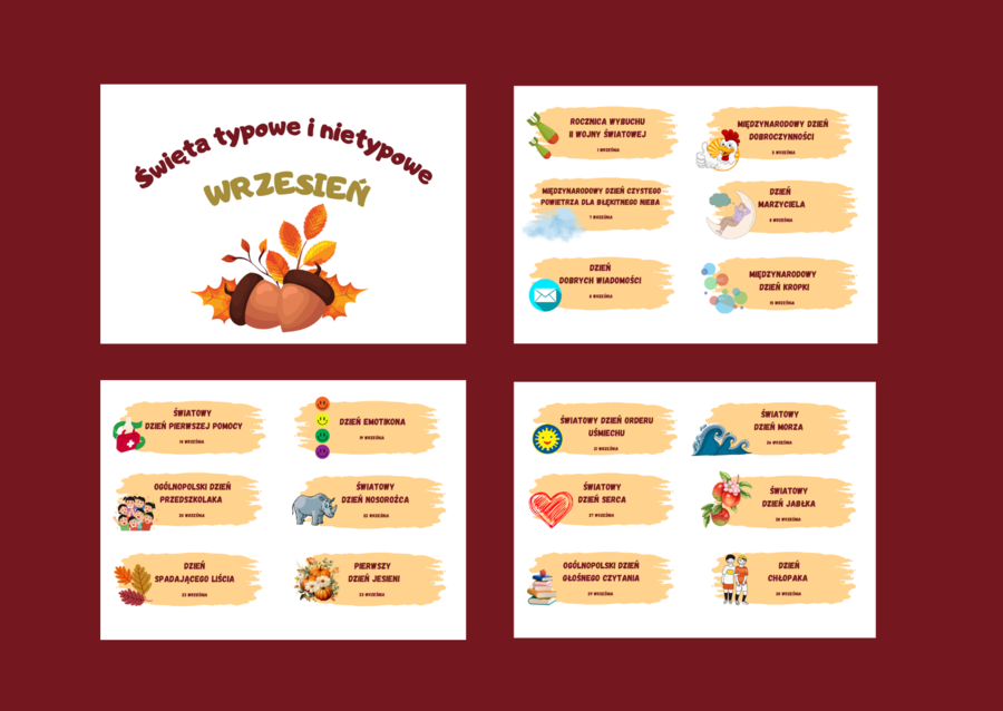 ŚWIĘTA TYPOWE I NIETYPOWE – wrzesień – gazetka – biblioteka – wersja 2