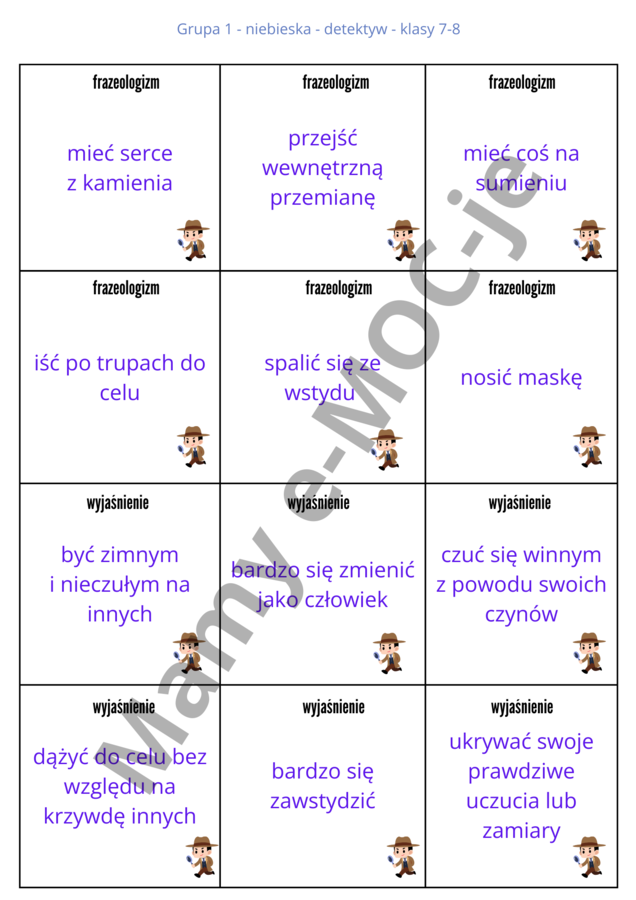 Na tropie frazeologizmów - gra na język polski dla klas 4-8