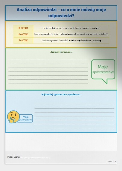 Karty pracy – Test „Poznaj siebie!”