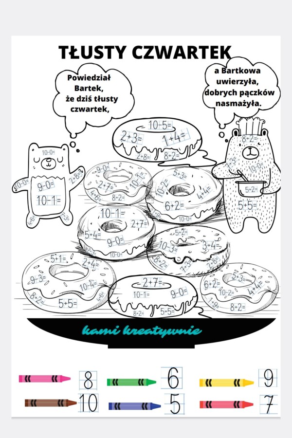 Tłusty czwartek - dodawanie i odejmowanie w zakresie 10