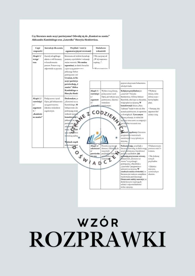 Rozprawka krok po kroku – wzór i wskazówki dla ucznia. Przykład 3.