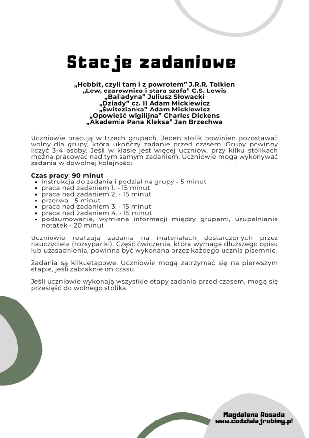 Stacje zadaniowe: Powtórka przed egzaminem