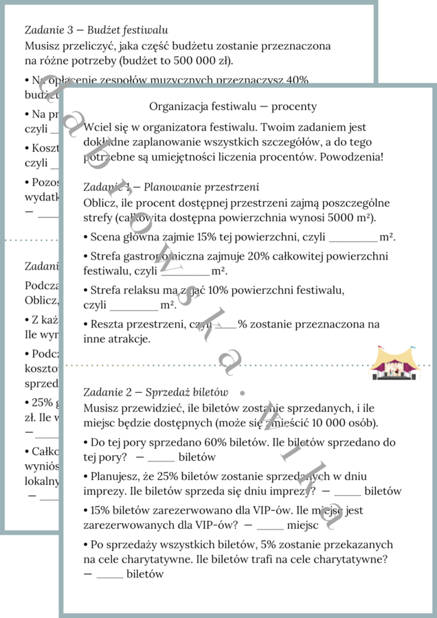 Organizacja festiwalu - procenty