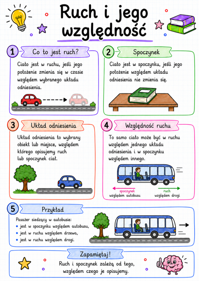 Notatki, które uczą  – Fizyka cz. 4 | klasa 7 | Kinematyka