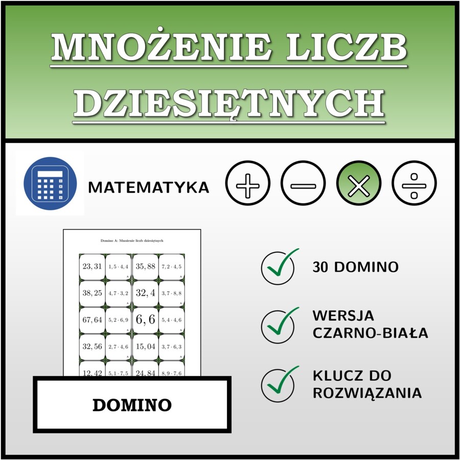 Domino - Mnożenie liczb dziesiętnych | matematyka