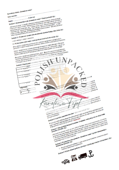 Sprawdzian "Kamienie na szaniec" + odpowiedzi, egzamin ósmoklasisty, lektura obowiązkowa