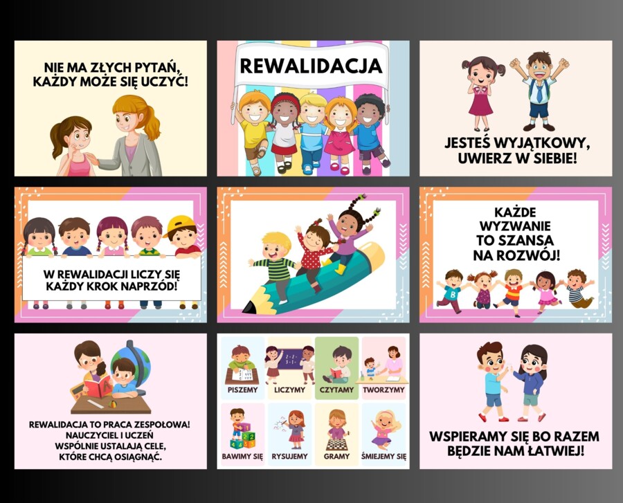 Gazetka szkolna REWALIDACJA 9 plansz A4 do druku